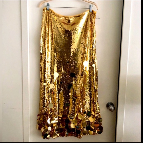 🎉Plus Size Elegant Gold Or Silver Long Sequin Formal Midi Skirt - Picture 8 of 16